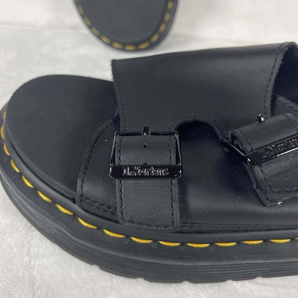 Dr. Martens Dax Slide Sandals Mens Size 9 Black Leather AirWair Sole Women's 10